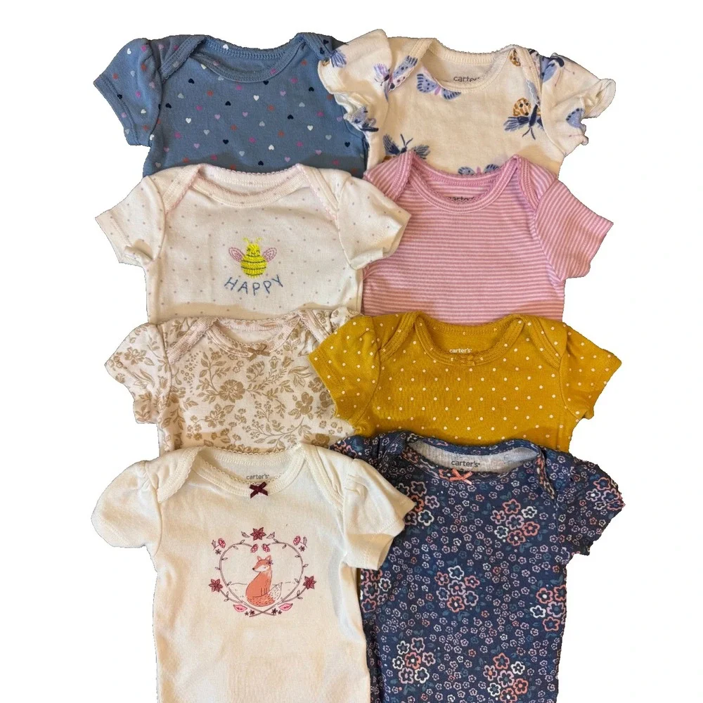Carters Baby Girl 3 Months Shirts Bodysuits Clothes Short Sleeve Tees Bundle Lot